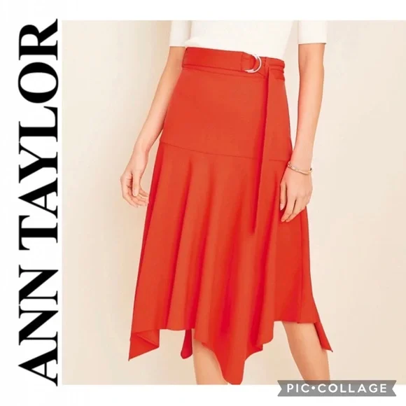 Handkerchief Skirt, Belted, Red, Ann Taylor size 10 - Picture 2 of 9